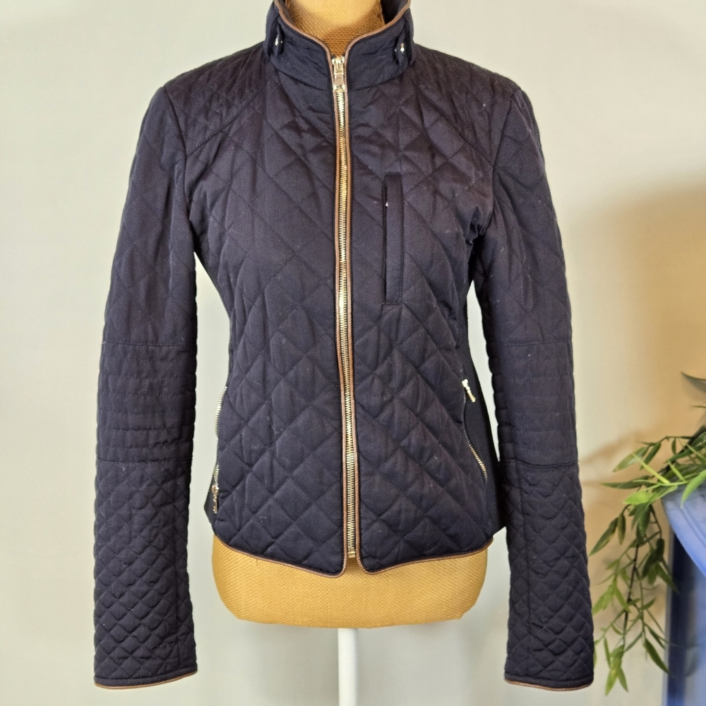 Navy Zara Quilted Jacket Size Medium